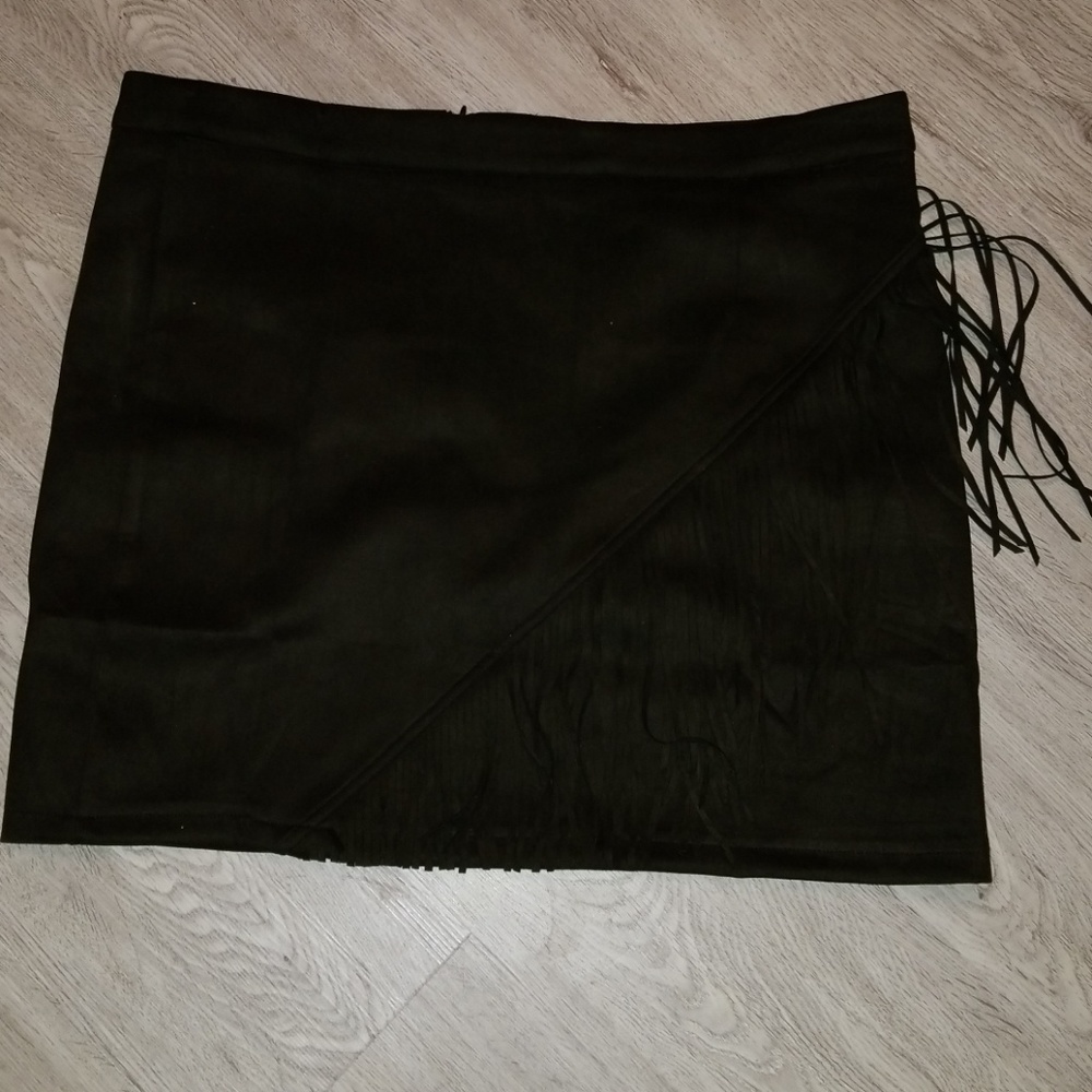 Black Crazy Train Fringe Mini Skirt